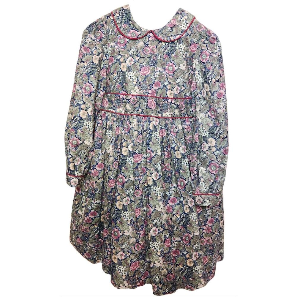 My Twinn Matching Vintage Girls Dress Size 6X Floral Tie Back Jumper 90s Spring